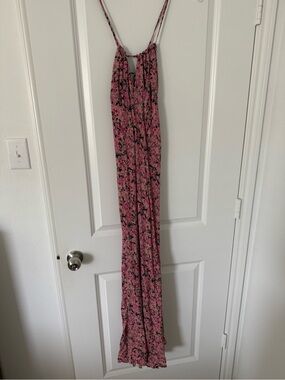 Free People Rose Pink Floral Spaghetti Strap Midi Dress
